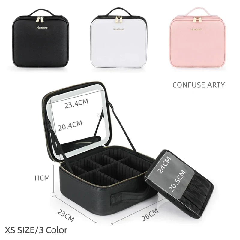 Makeup Bag with Mirror and LED